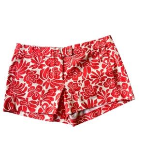 J.Crew Factory Red Floral Print Chino Shorts City Fit Size 8, 3” Inseam NWT